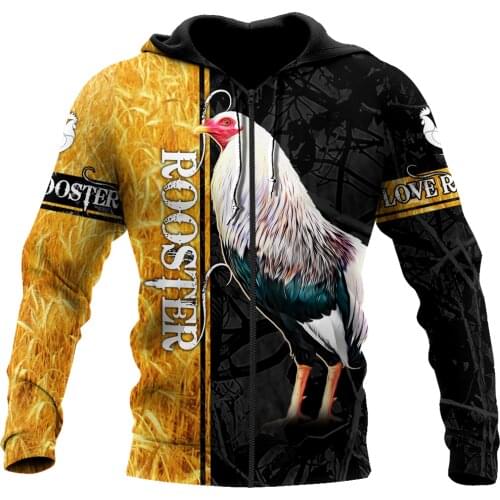 Farm Rooster Animal 3D All Over Printed Autumn Men Hoodies Unisex Casual Pullover Zip Hoodie Streetwear sudadera hombre DW0595