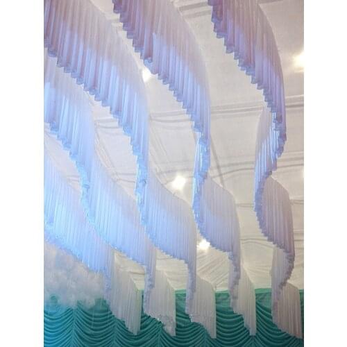 Customized Upscale Wedding Stage Ceiling Decoration Yarn S-shaped Wave Design Genting Yarn Mantle Haning Ornament 50m/lot