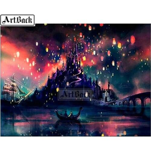 Full Square / Round 5D Diamond Painting Castle Night View Diamond Embroidered Cross Stitch 3d Diamond Mosaic Decoration
