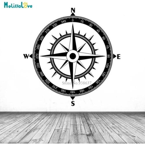 Compass Rose Wall Decal Vintage Nautical Vinyl Sticker Art For Office Nursery Living Room North South West East Murals BD306