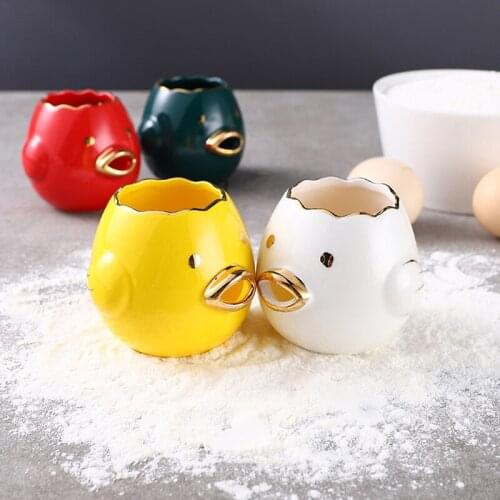 Creative Egg Separator Ceramic Egg Yolk White Separator Egg Yolk and Egg White Separator Cute Cartoon Style Baking Assistant
