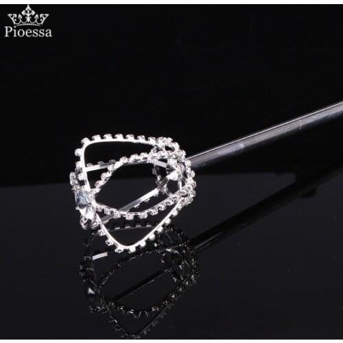 Pioessa Fashion Silver Fairy Princess Queen Magic Wand Scepter Bridal Scepter Wedding Party DIY Decoration Accessory Photo Prop