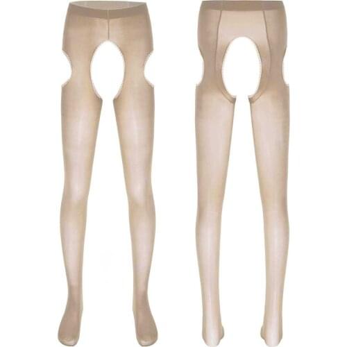 Mens Sissy Crotchless Pantyhose Socks Hollow Out Stretchy Tights Leggings Panties Lace Trimming Stockings Hosiery Underwear