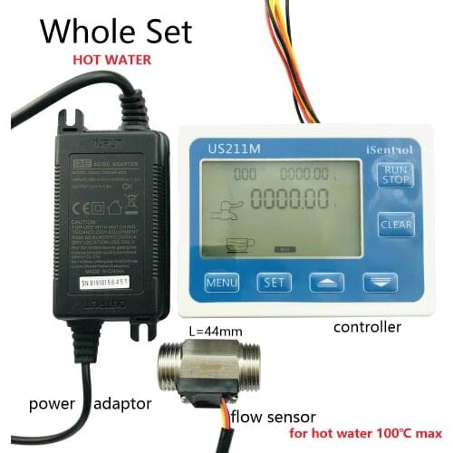 Hot Water Set US211M Water Flow Meter Hall Water Flow Sensor Reader with SUS304 Stainless Steel USS-HS21TI 1-30L/min