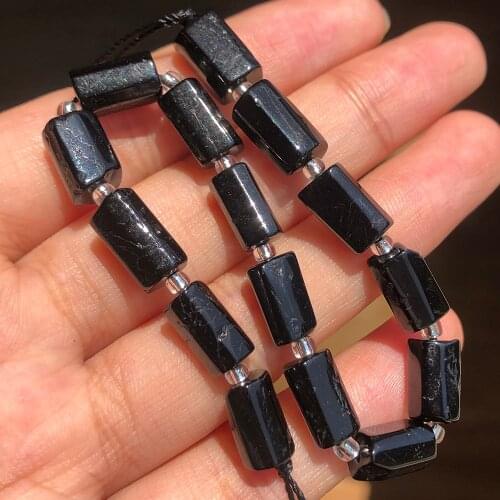 Natural Stone 8x11mm black tourmaline Geometric Cylinder Beads Loose Beads For Jewelry Making Diy Earring Necklace 7.5inch