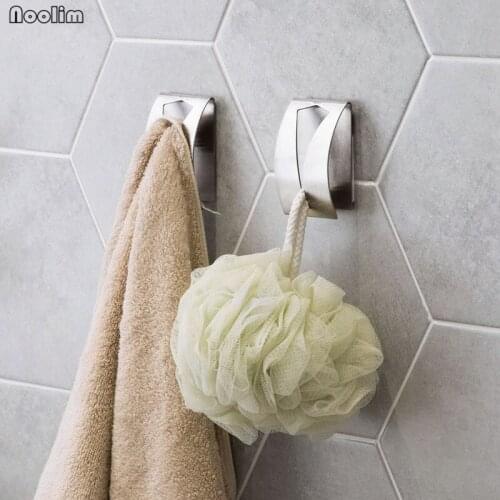 NOOLIM 1PC Stainless Steel Wall Mounted Towel Rack Creative Bathroom Kitchen Wall Door Hanging Towel Storage Holder Wall Rack