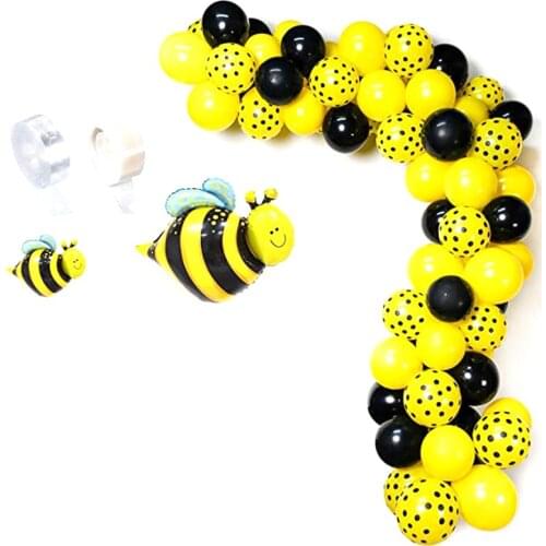 New Yellow Balloons Yellow Polka Dot Balloons Black Balloons and Bee Foil Balloon, Bee Decorations for Bee Party