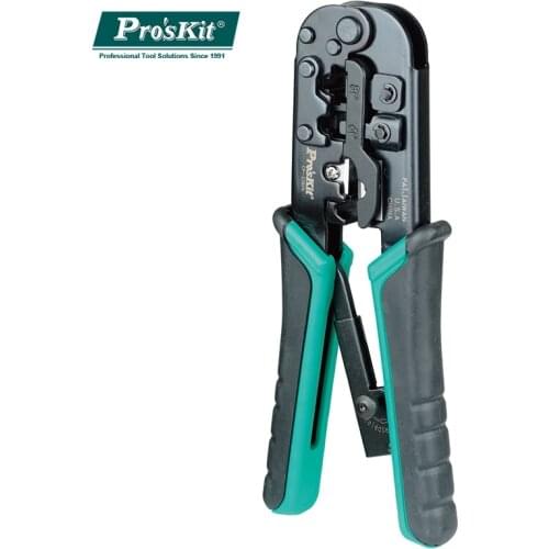 Pros'Kit CP-376TR Telecom Crimping Pliers 4P/6P/8P Telecom Crimping Tool 190mm Plastic steel Network Ratchet Crimping Pliers