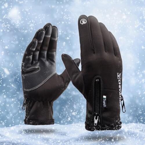 Autumn and Winter Zipper Outdoor Sports Riding Gloves Warm Windproof Waterproof Gloves Touch Screen Gloves Men and Women Gloves
