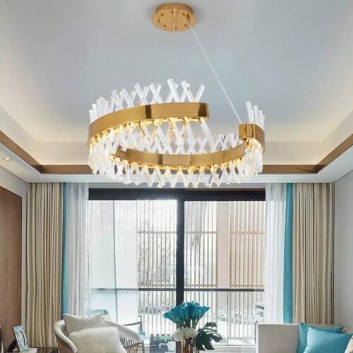 Hotel Wedding Lobby Living Room Large Decorative Hanging Light Gold Brass Home Modern Stainless Steel Luxury Crystal Chandelier