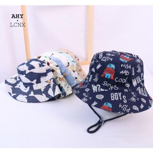 Toddler Boys Girls Panama Sun Cap Kids Fisherman Hats Caps Cartoon for Children Cotton Cap for Baby Boy Girl Bucket Hat