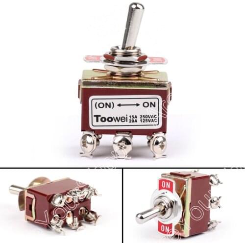 Areyourshop Toggle Switch 2 Terminal 6Pin (ON)-ON 15A 250V Toggle Switch Screw DPDT Industrial Grade