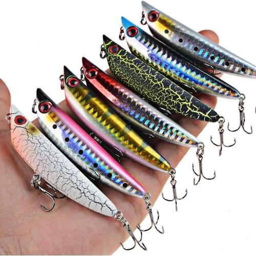 POETRYYI 1PCS 8cm 8.5g Pencil Fishing Lure 8# Top water Dogs Hard Lures Baits Wobbler Artificial Hard Bait Fishing Tackle Pesca
