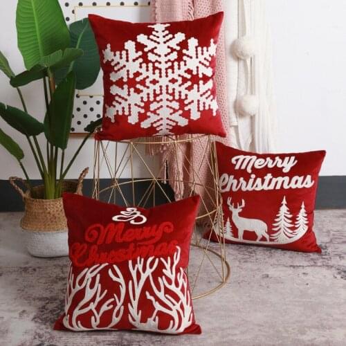 Christmas snowflake pillow cover 45x45cm new year embroidered pillow ins suede cushion cover office sofa pillow cover