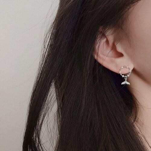 Stud Earrings Fish Tail Zircon For Women Simple New Trendy Fashion Korean Geometric Design Female Student Party Jewelry BOYULIGE