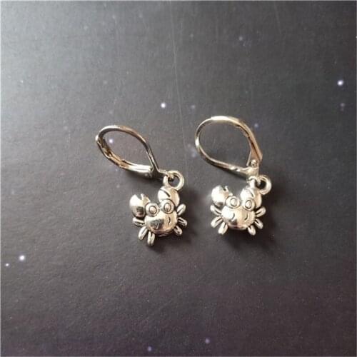 Crab Leverback Earrings Tool Earrings - Antique SilverColor Crab Earrings - Man Earrings Women Earrings - Scorpio Gift
