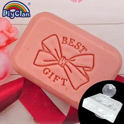 Best Gift Bow-knot Handmade Soap Stamp Transparent Resin Diy Natural Soap Making Chapter Custom Acrylic Stamp With Handle