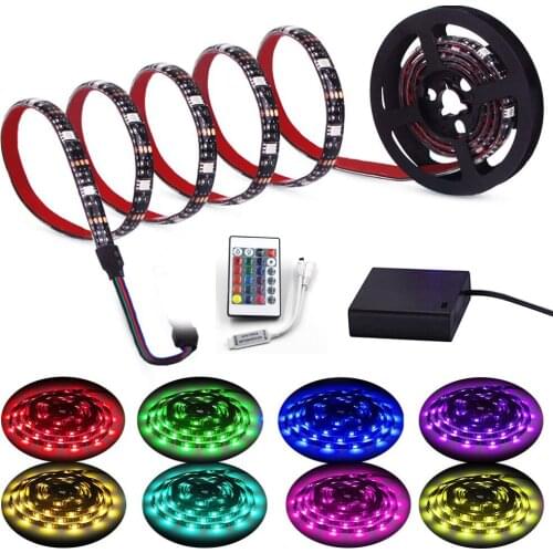 LED Strip Light RGB 4AA Battery Powered 5050 24key remote USB Led Strip Diode Tape Backlight Accent Light For Bycicle Skateboard