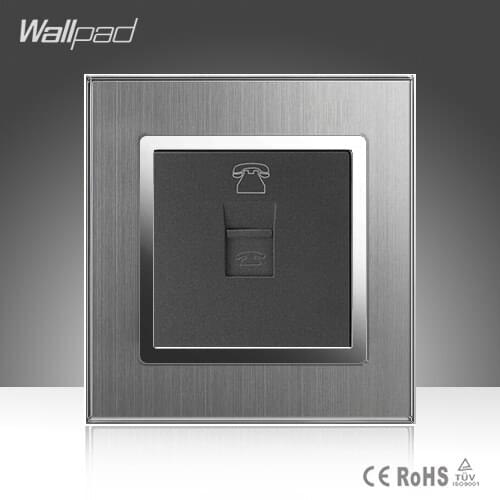 TEL Socket Wallpad 110-250V Satin Metal Frame UK EU Standard RJ11 TEL Telephone Phone Jack Plug Port Wall Socket Free Shipping