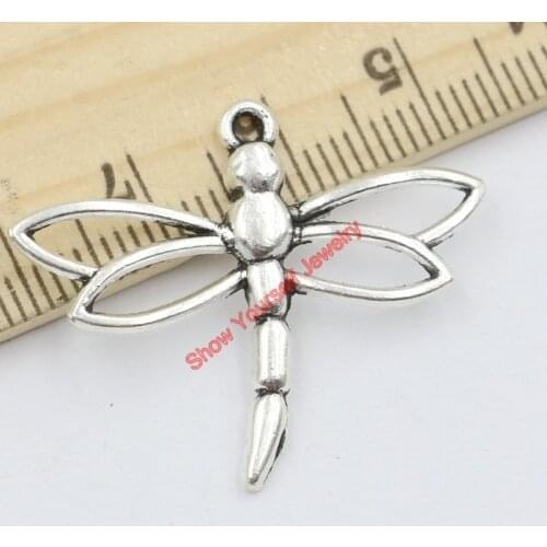 10pcs Tibetan Silver Plated Dragonfly Charms Pendants for Jewelry Making DIY Handmade Craft 26x32mm D209
