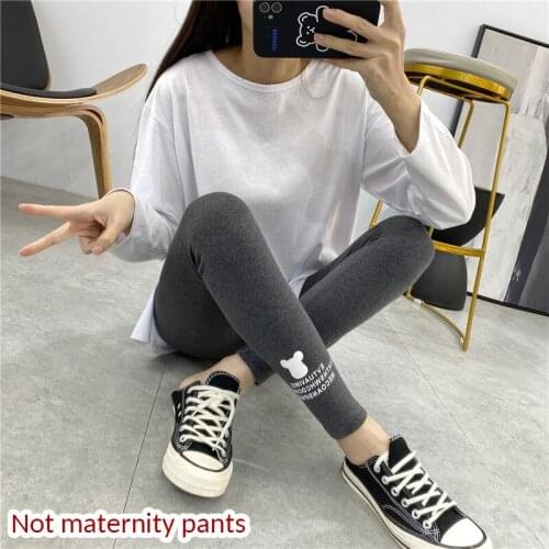 Spring New Womens Nine-Point Pants, Cartoon Mickey Letter Printing Knitted Cotton Leggings Womens Foot Pants