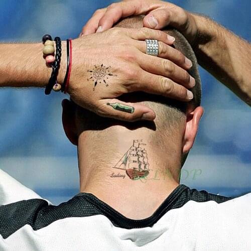 Waterproof Temporary Tattoo Sticker sailing ship Compass Fake Tatto Flash Tatoo Tatouage hand foot arm For Men Women girl