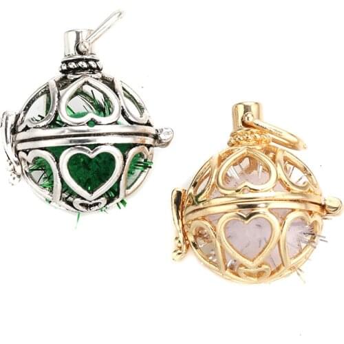 MODKISR Wholesale 6pcs Heart To Heart Jewelry Hollow Essential Oil Perfume Oval Egg Cage Diffuser Locket Pendants Without Chain