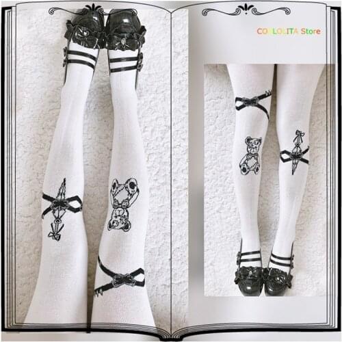 Lolita Autumn Winter Women Assassinated Bear Socks Over knee Socks Cosplay Thicken Japanese Girls Student Warm Stocking Socks