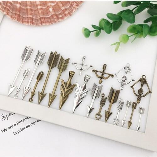 10Pcs Arrow Bow Charms Pendants DIY Jewelry Making Alloy Findings Accessory For Necklaces Earrings