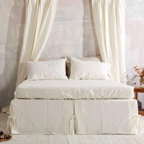 100% Pure Linen Bed Skirt Solid Color Flax Bed Cover Soft Bedspread Non Slip Mattress Cover Drop 45cm