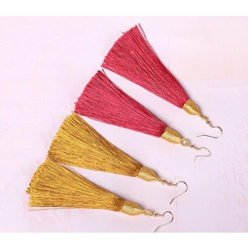 2Pair Gold Silk Screw Thread Tassel Earrings Pendant DIY Jewelry Craft Supplies Fringe Bracelet Necklace Earring Accessories