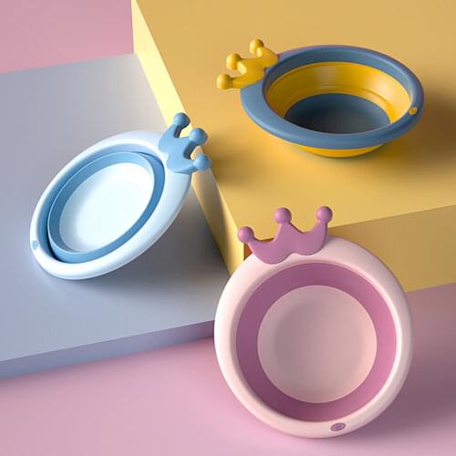 2Pcs Children Folding Washbasin Baby Ass Wash Portable Baby Washing Basin Plastic Shatter Proof Bathtub Face Foot Washbasin