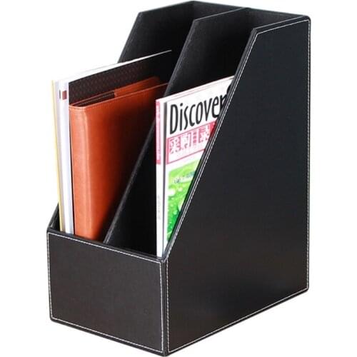 2 Slots PU File Holder Magazine Rack Newspapers Organizer A4 Paper Storage Tray