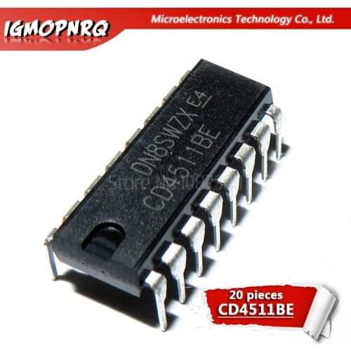 20pcs CD4511BE CD4511 HEF4511 DIP-16 Encoders, Decoders, Multiplexers & Demultiplexers S BCD-7-Seg