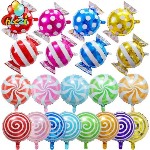 7pcs 18inch Lollipop Candy Foil Balloons Colorful Windmill Helium Balloon Wedding Birthday Party Decoration Kids Toy Baby Shower