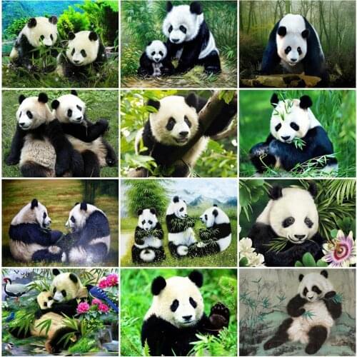 EverShine Diamond Mosaic Full Square Panda Cross Stitch Kits Diamond Painting Animal Bead Embroidery Wall Art Decor For Home