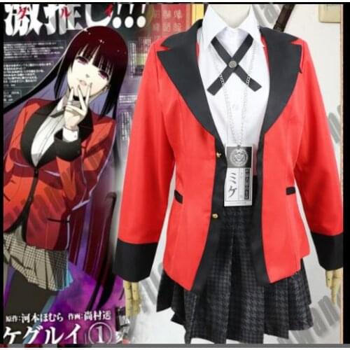 Anime Kakegurui Yumeko Jabami Cosplay Costumes Japanese School Girls Uniform Full Set skirt stocking cosplay women