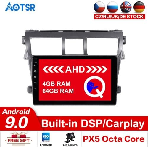 AOTSR Android 9.0 64GB Car Navigation For Toyota VIOS 2008-2013 Car GPS Auto Accessories 1 din Stereo Player Radio Head Unit
