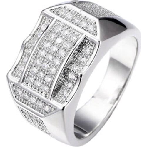 BAOSHINA Hot Sale Luxury Zircon Big Rings for Men Women Wedding Engagement Jewelry Hand Accessories Size 7-13