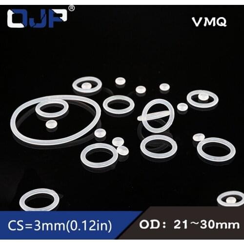 5PCS/lot White Silicon Ring Silicone/VMQ O ring OD21/22/23/24/25/26/27/28/29/30*3mm Rubber O Ring Seal Waterproof Gaskets Washer