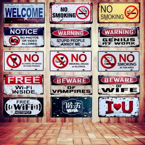 Free Wifi Vintage Metal License Signs Decorative Plates for Club Pub Bar Wall Decor Cue Slogans Christmas Gift 30*15cm N127