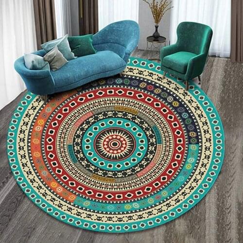 Large Mandala Round Carpet for Living Room Anti Slip Muslim Floor Mats Bedroom Bedside Area Rugs Computer Chair Mat Home Decor