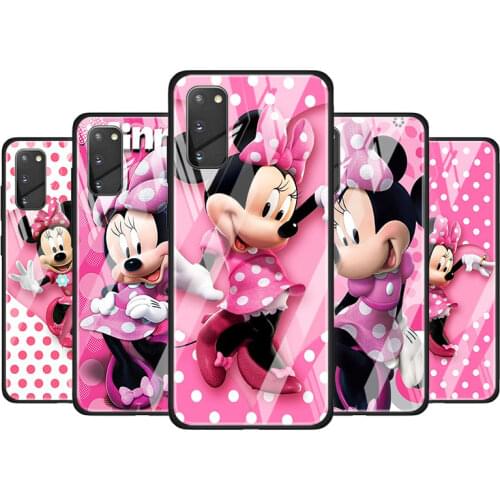 Minnie Disney Mouse Cute for Samsung Galaxy S20 FE Ultra Note 20 S10 Lite S9 S8 Plus Luxury Tempered Glass Phone Case Cover