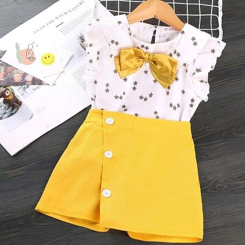 Childrens clothing Summer clothes for children Skirt and top set for kids Baby girl costume New Summer2021 culottes 2-piece3-8y