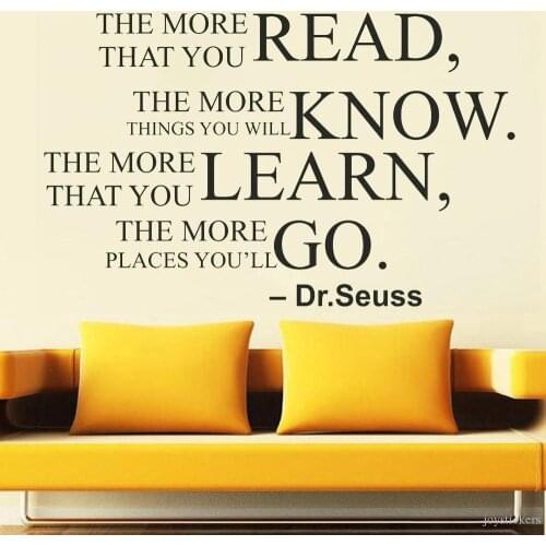 Dr Seuss Quote Motivational Wall Decal Office Vinyl Wall Sticker For Book Room Home Decor Read Learn Quotes Wall Decals joy879