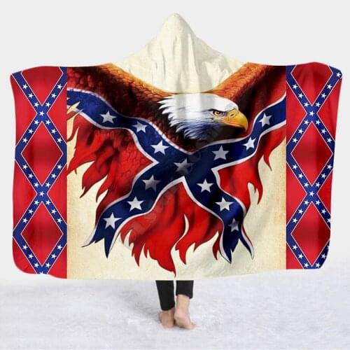 Flag Eagle 3d printed Hooded Blanket Adult child Sherpa Fleece Wearable Blanket Halloween
