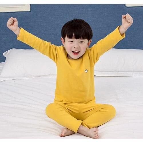 2 pieces Set Pyjamas Kids Autumn T-shirt + Pants Pant Solid Color Pajamas Sets Sleepwears For Girl