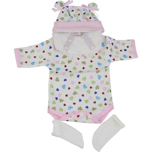 Cartoon Doll Clothes Sets For 17 inch Reborn Babies 4 pcs Hat Shirt Bib Socks Baby Clothing Accessories For Girl