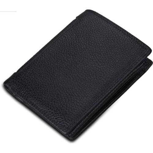 Cowhide Men Short Wallet High Quality Purse With Coin Pocket 100% Genuine Leather Credit Card Holder Money Bag For Male