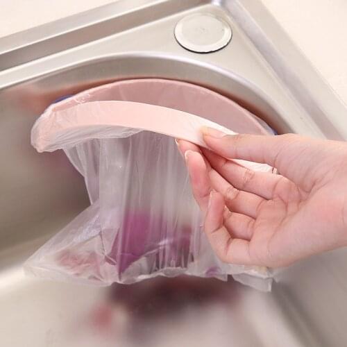 Round Extract Style Storage Holder for Sundries Garbage Bag Kitchen Behind Door Hanging Bags Storage Organizer with Hooks 1PC